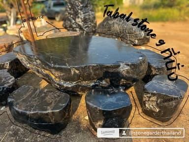 เซตโต๊ะหินแท้ Black Stone Table