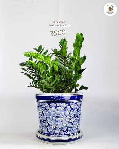 กระถางทรงตรง ลายพุฒตาลถม 🌺